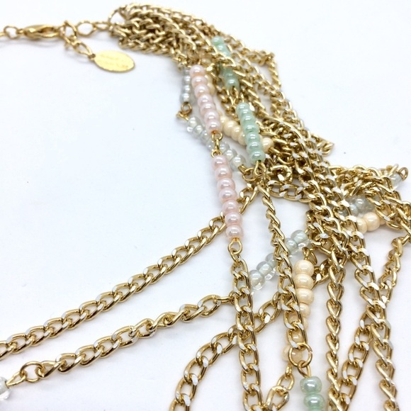 3/$30 MARCIELLI RODRIGUES PASTEL PEARL GOLD LAYERED NECKLACE BEADED BEADS BOHO - Picture 7 of 12